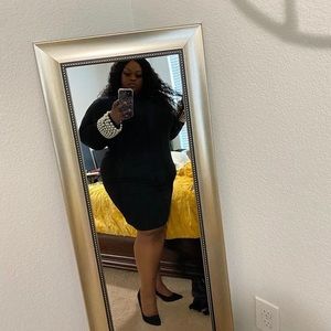 Black Eloquii midi dress pearl detailing